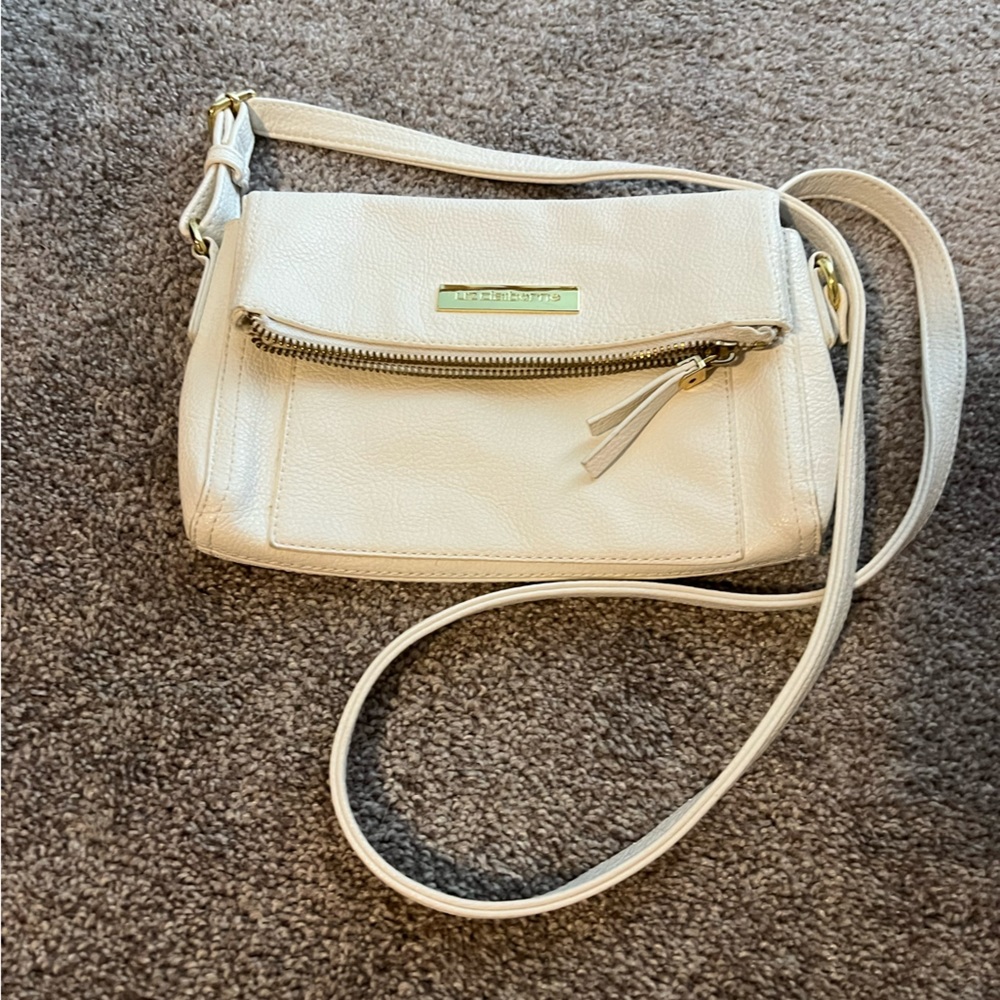 EUC white Liz Claiborne fold over cross body bag